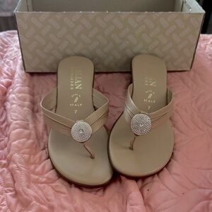Italian Shoemakers Camel Sandals with Rhinestone Accent 7